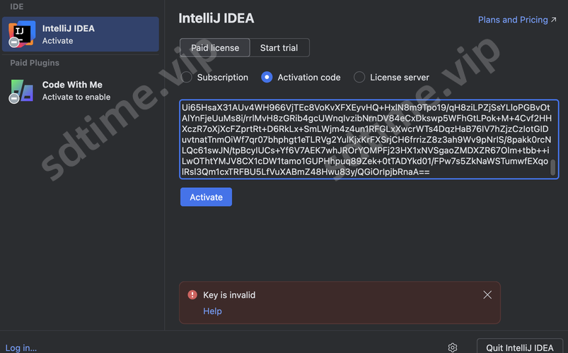 Jetbrains系列软件激活提示:Key is invalid (激活码无效)?